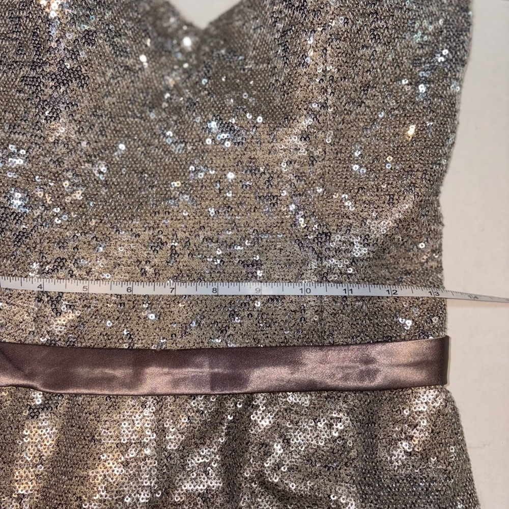 Allure Bridals Sequined Column Champagne Sheath Dress 12 large - Picture 12 of 13